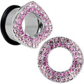 BodyCandy 18mm Pink Gem Steel Warp Ring Single Flare Tunnel Plug Set — main product shot