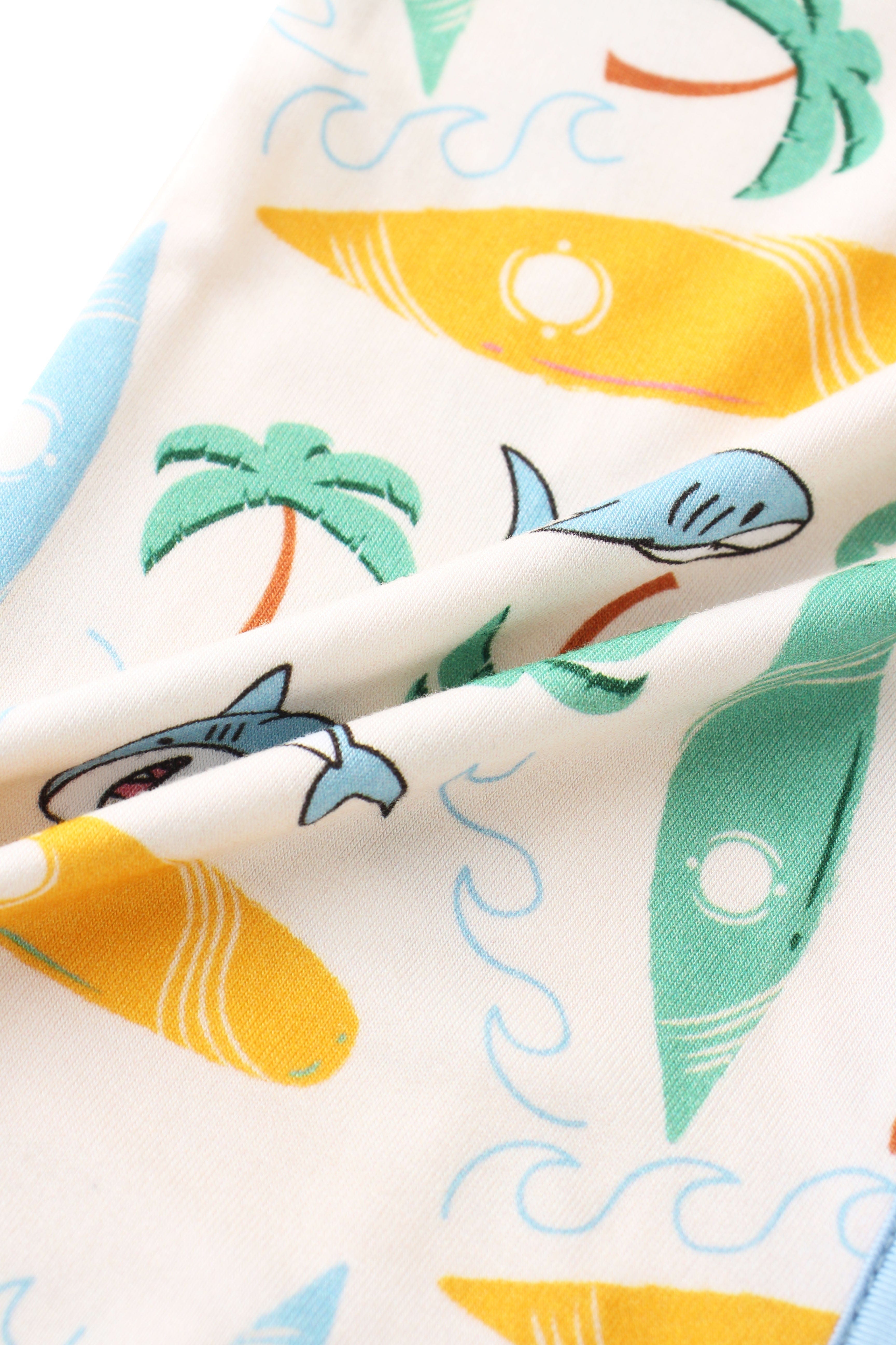 Charlies Project Kids Posh TOT Surf's Up Bamboo Baby Convertible Zippy Romper — back view