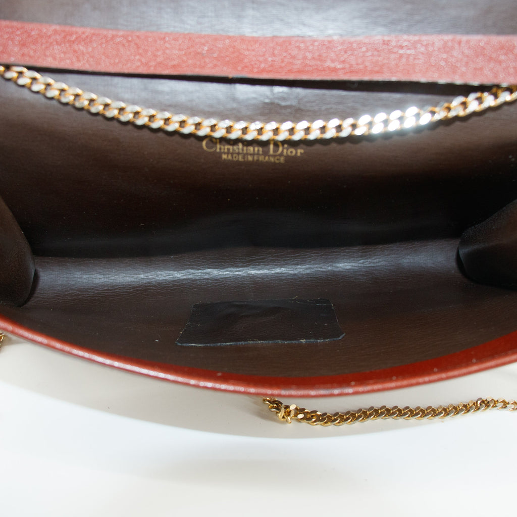 Bolt Boutique Christian Dior Red Leather Chain Shoulder Bag #5871 — in-use photo
