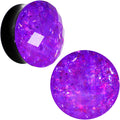 BodyCandy 24mm Black Acrylic Fuchsia Galaxy Faceted Saddle Plug Set — main product shot