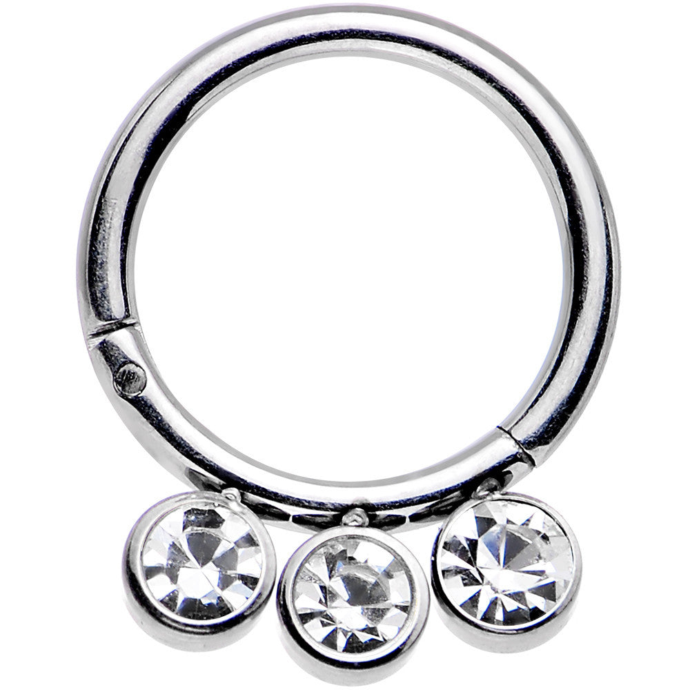 BodyCandy 16G 5/16 Clear Gem Stainless Steel Hinged Segment Ring — main product shot