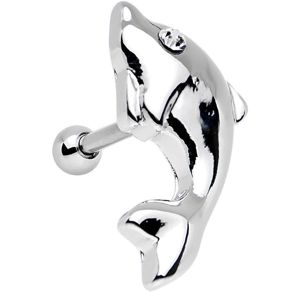 BodyCandy 16G 1/4 Clear Gem Dolphin Left Cartilage Earring — main product shot