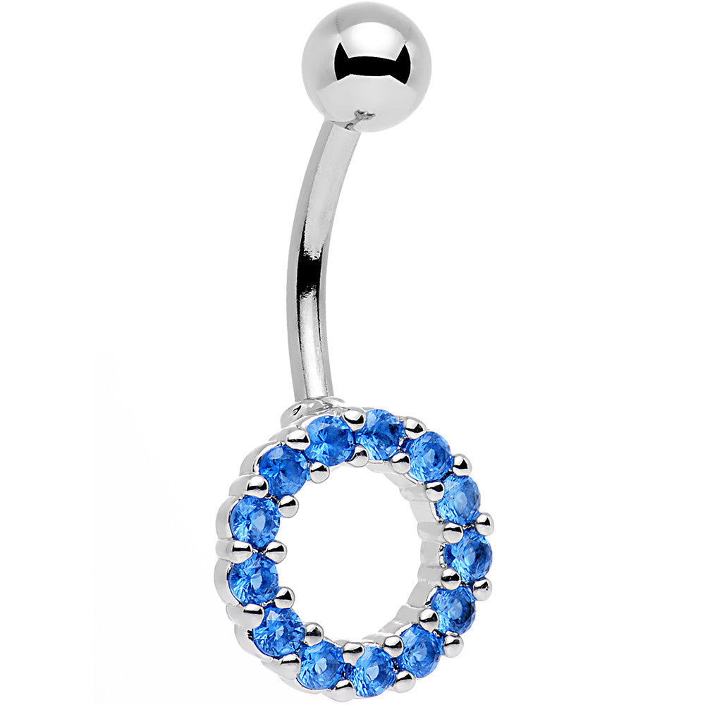 BodyCandy Blue Gem Stainless Steel Hollow Circle Belly Ring — main product shot