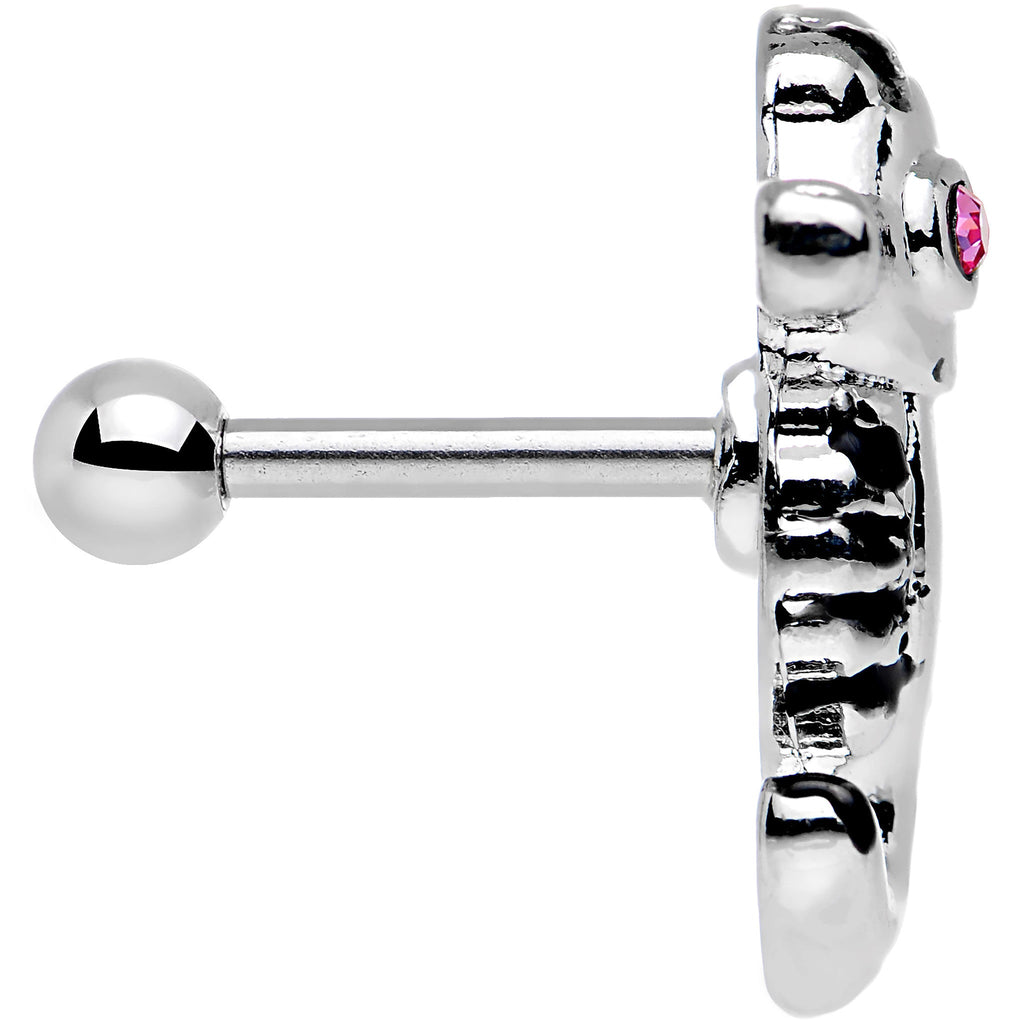 BodyCandy 16G 1/4 Pink Gem Eyeball Seahorse Cartilage Earring — detail close-up