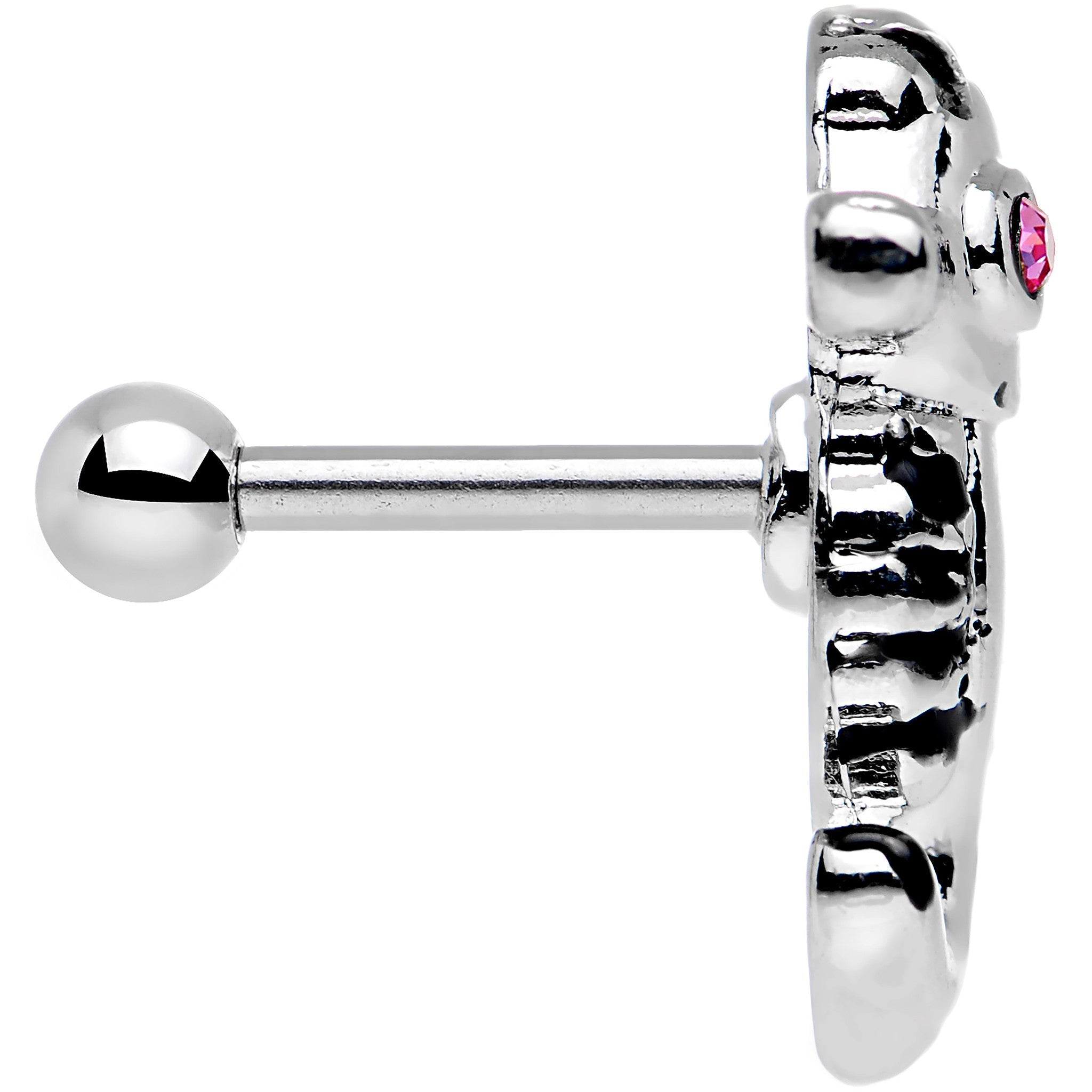 BodyCandy 16G 1/4 Pink Gem Eyeball Seahorse Cartilage Earring — detail close-up