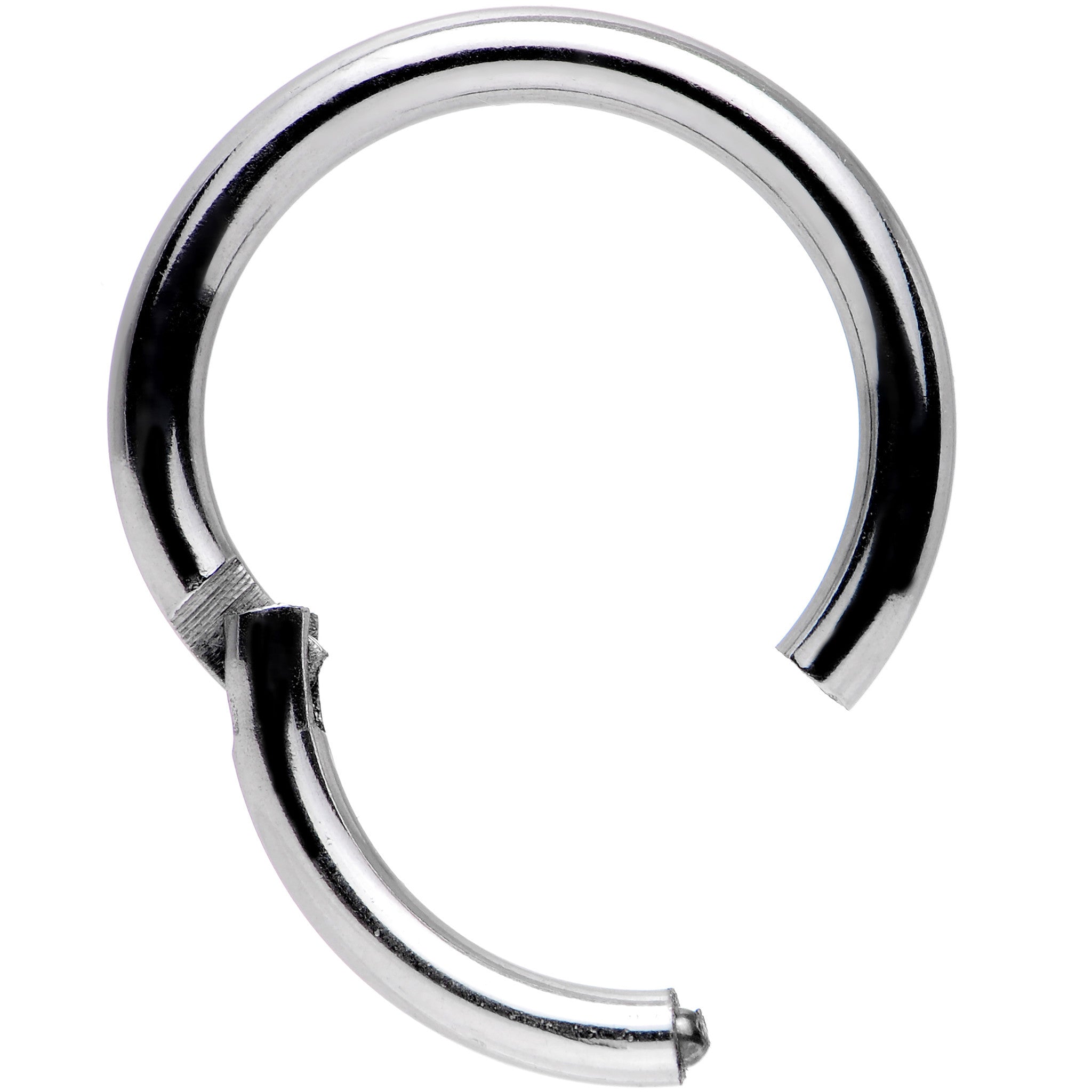 BodyCandy 14G 3/8 Stainless Steel Hinged Segment Ring — detail close-up