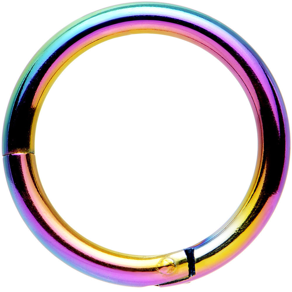 BodyCandy 14G 3/8 Rainbow Anodized Hinged Segment Ring — main product shot