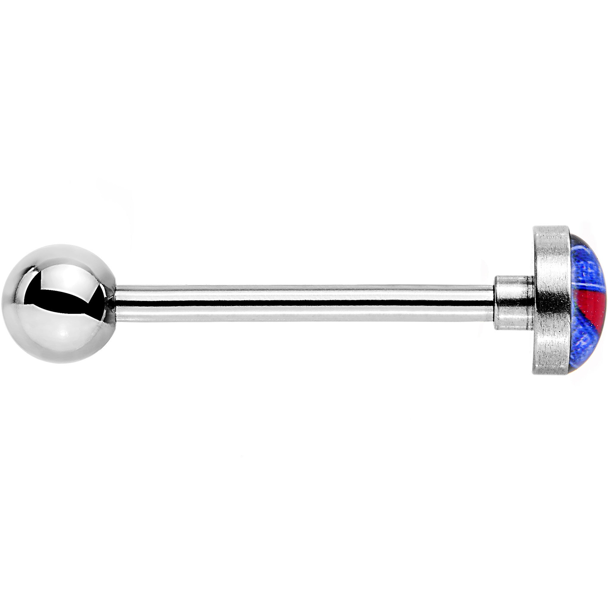 BodyCandy Officially Licensed NHL New York Rangers Logo Tongue Ring — detail close-up