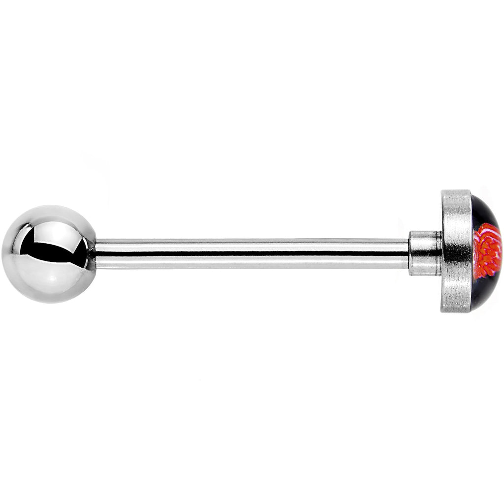 BodyCandy Officially Licensed NHL Detroit Red Wings Logo Tongue Ring — detail close-up