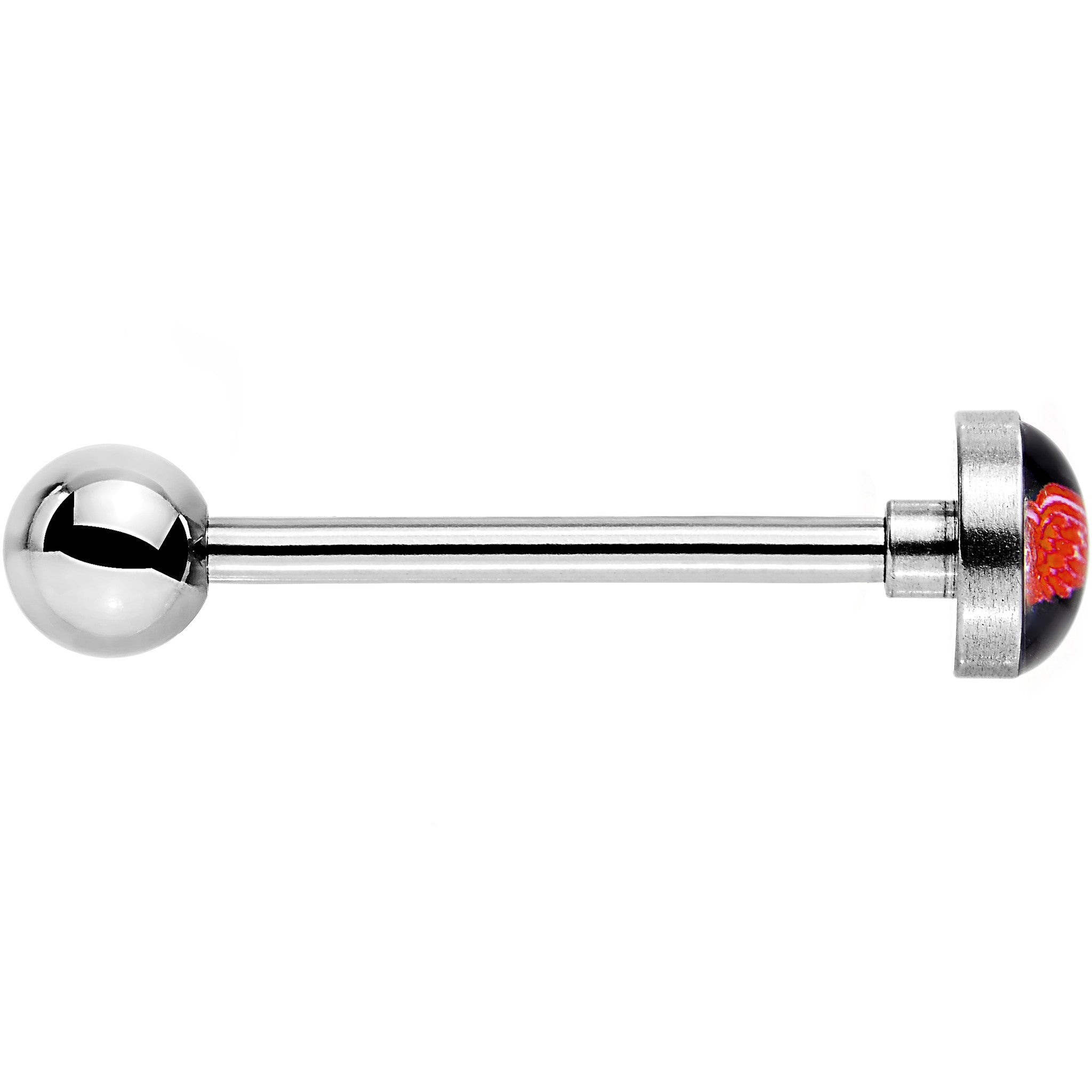BodyCandy Officially Licensed NHL Detroit Red Wings Logo Tongue Ring — detail close-up