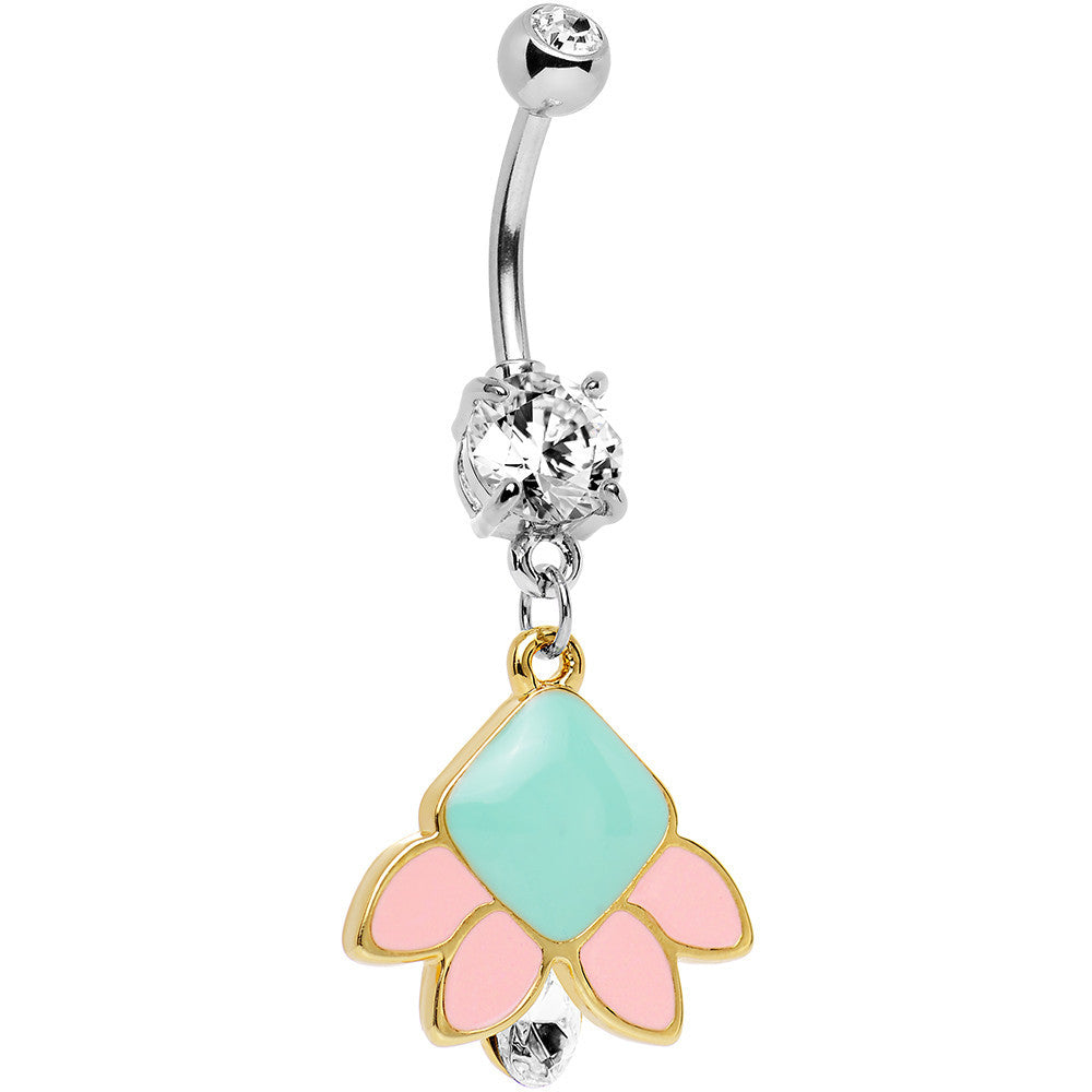 BodyCandy Clear Gem Pink Blue Shapes Belly Ring Created with Crystals — main product shot