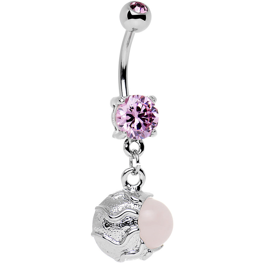 BodyCandy Pink Gem White Globe Dangle Belly Ring Created with Crystals — main product shot