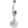 BodyCandy Pink Gem White Globe Dangle Belly Ring Created with Crystals — main product shot
