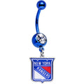 BodyCandy Licensed Clear Gem Blue Anodized NHL New York Rangers Belly Ring — main product shot