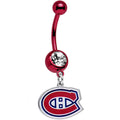 BodyCandy Licensed Clear Gem Red Anodized NHL Montreal Canadiens Belly Ring — main product shot
