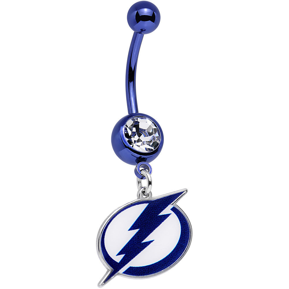 BodyCandy Licensed Clear Gem Blue Anodized NHL Tampa Bay Lightning Belly Ring — main product shot