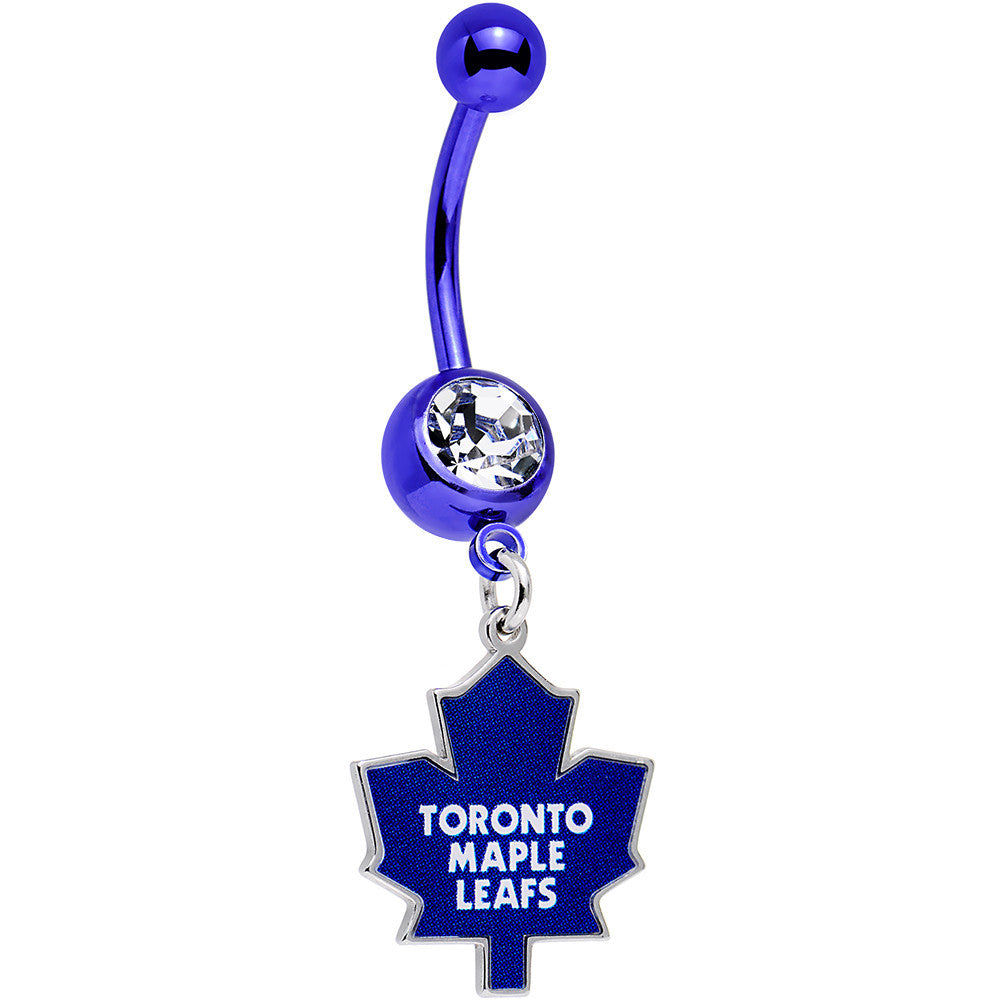 BodyCandy Licensed Clear Gem Blue Anodized NHL Toronto Maple Leafs Belly Ring — main product shot