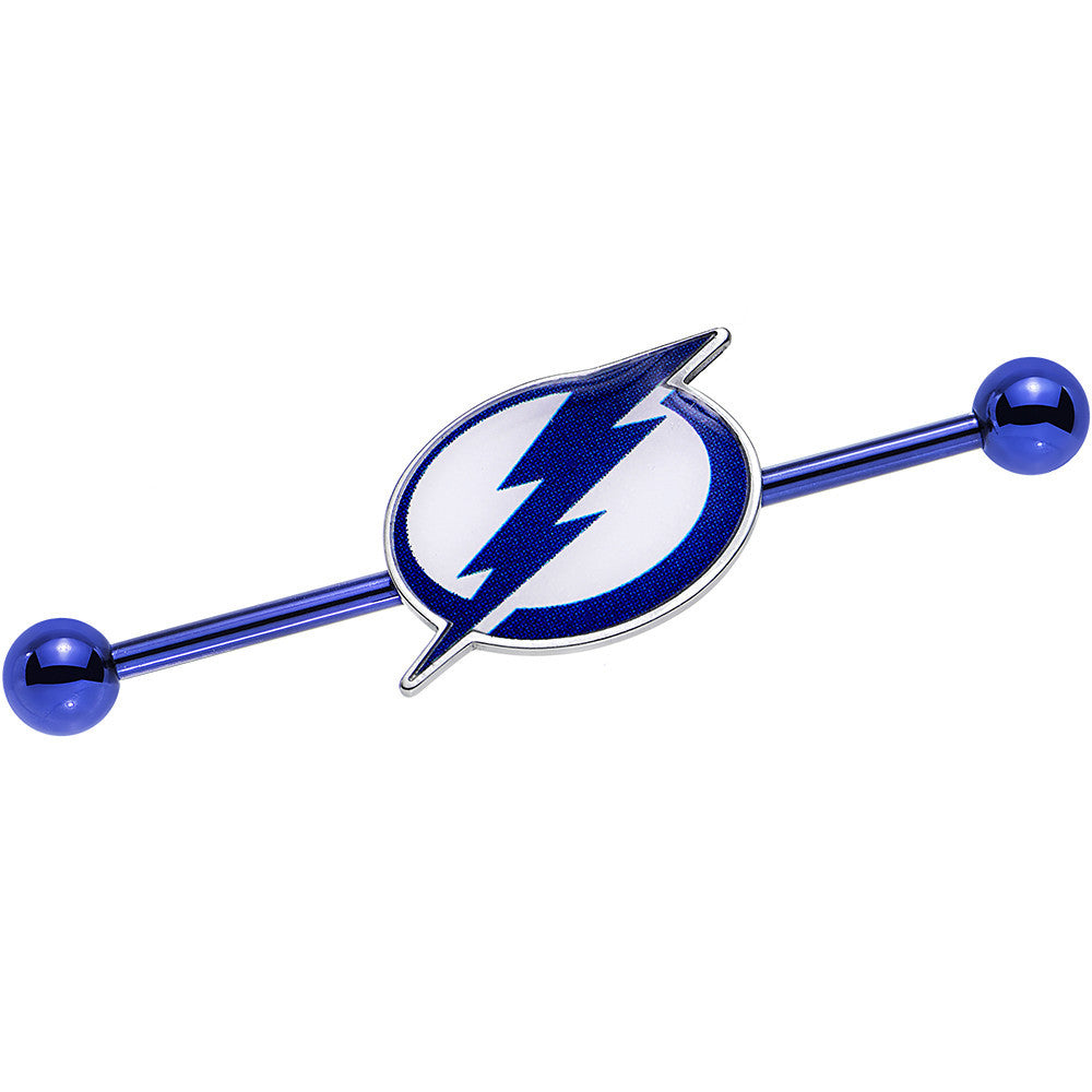 BodyCandy Licensed Blue Anodized NHL Tampa Bay Lightning Industrial Barbell 38mm — main product shot