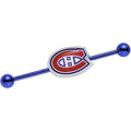 BodyCandy Licensed Blue Anodized NHL Montreal Canadiens Industrial Barbell 38mm — main product shot