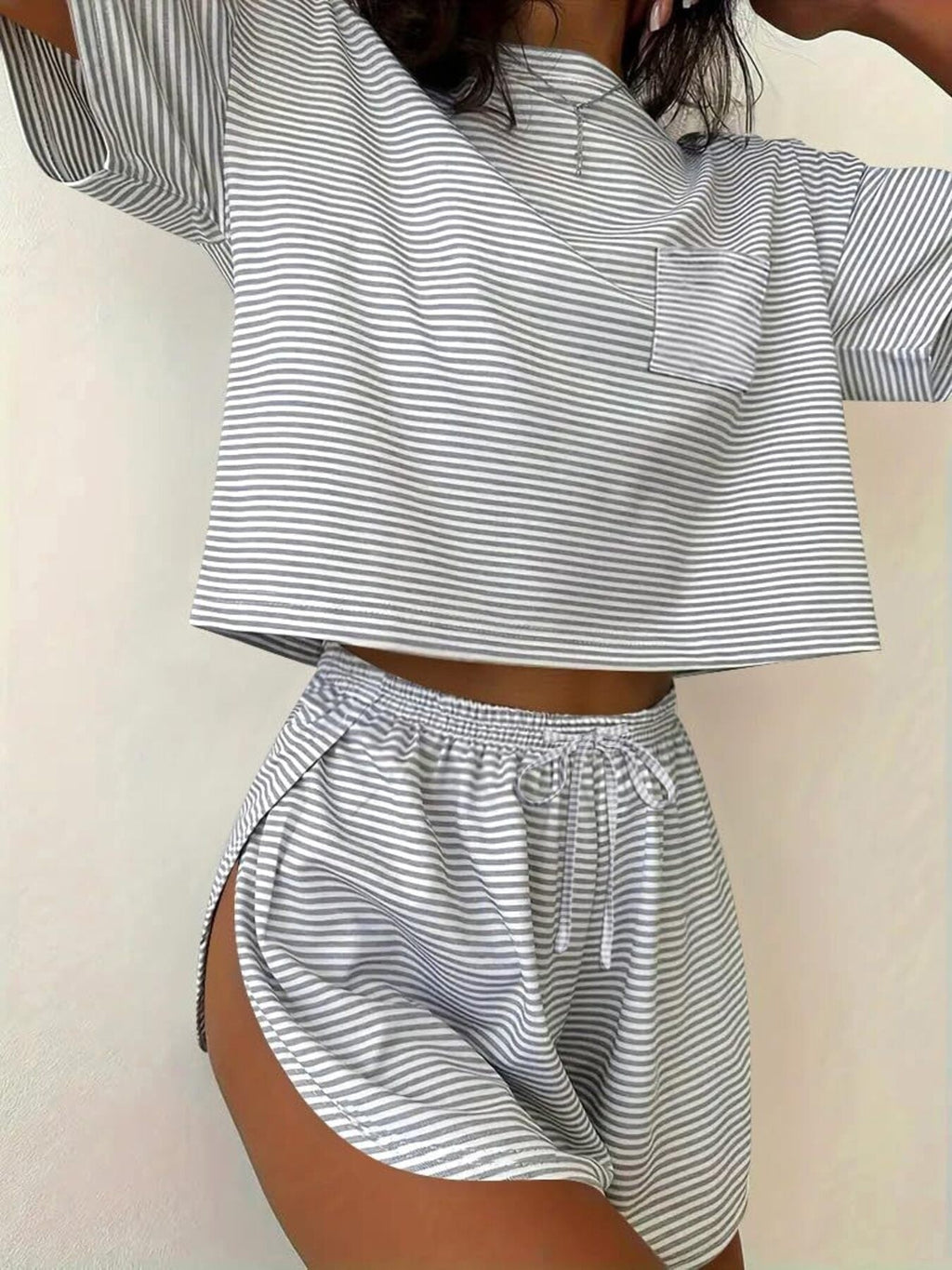 Printed Round Neck Tee and Shorts Set