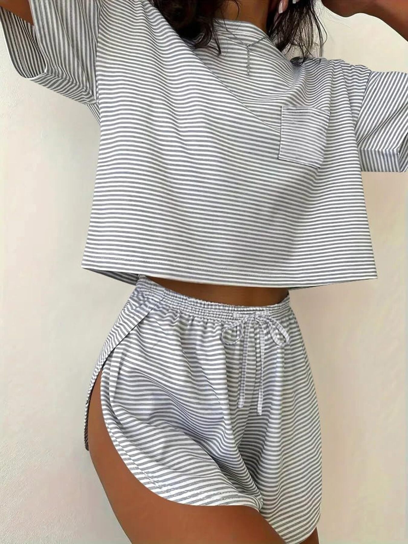 Printed Round Neck Tee and Shorts Set