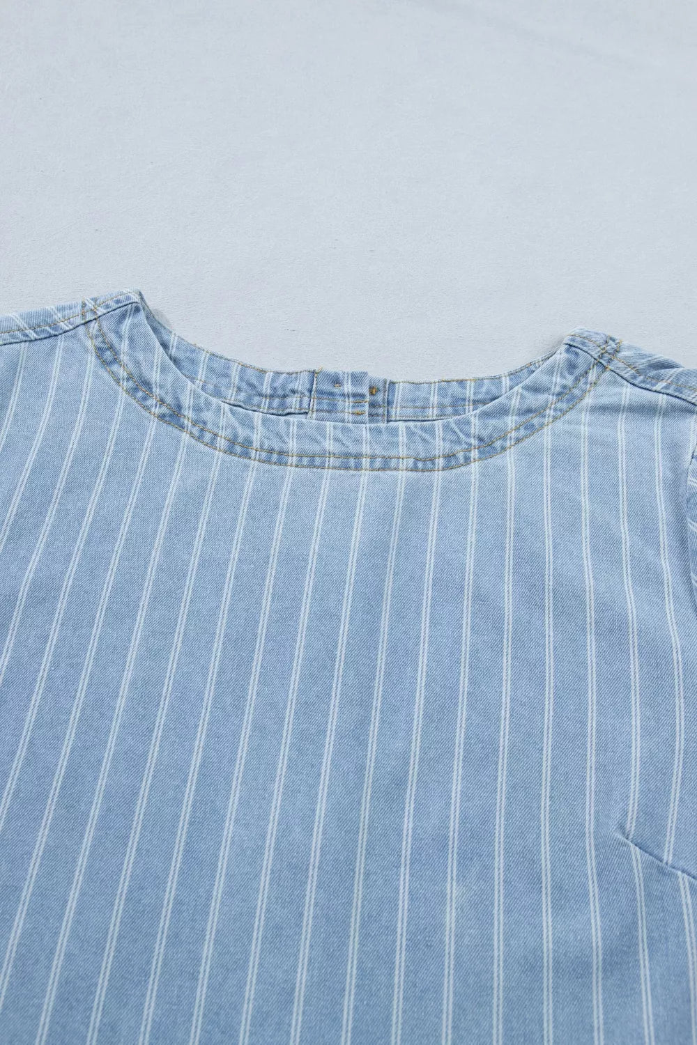 Stripe Buttoned Back T-Shirt Denim Mini Dress