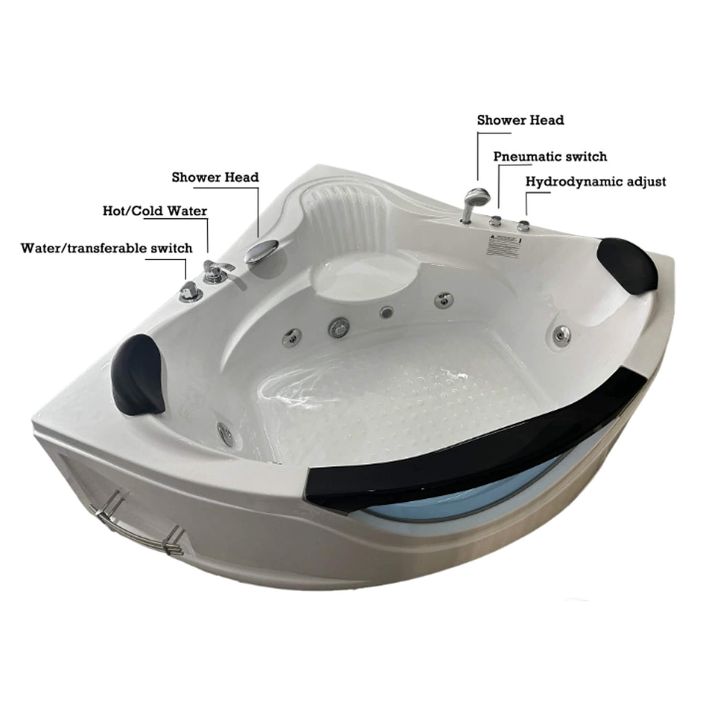 Nuvia Celestia 59-Inch 2-Person Luxury Corner Whirlpool Jetted Bathtub (SAK97310) – SAKSBY WHOLESALE, view 6