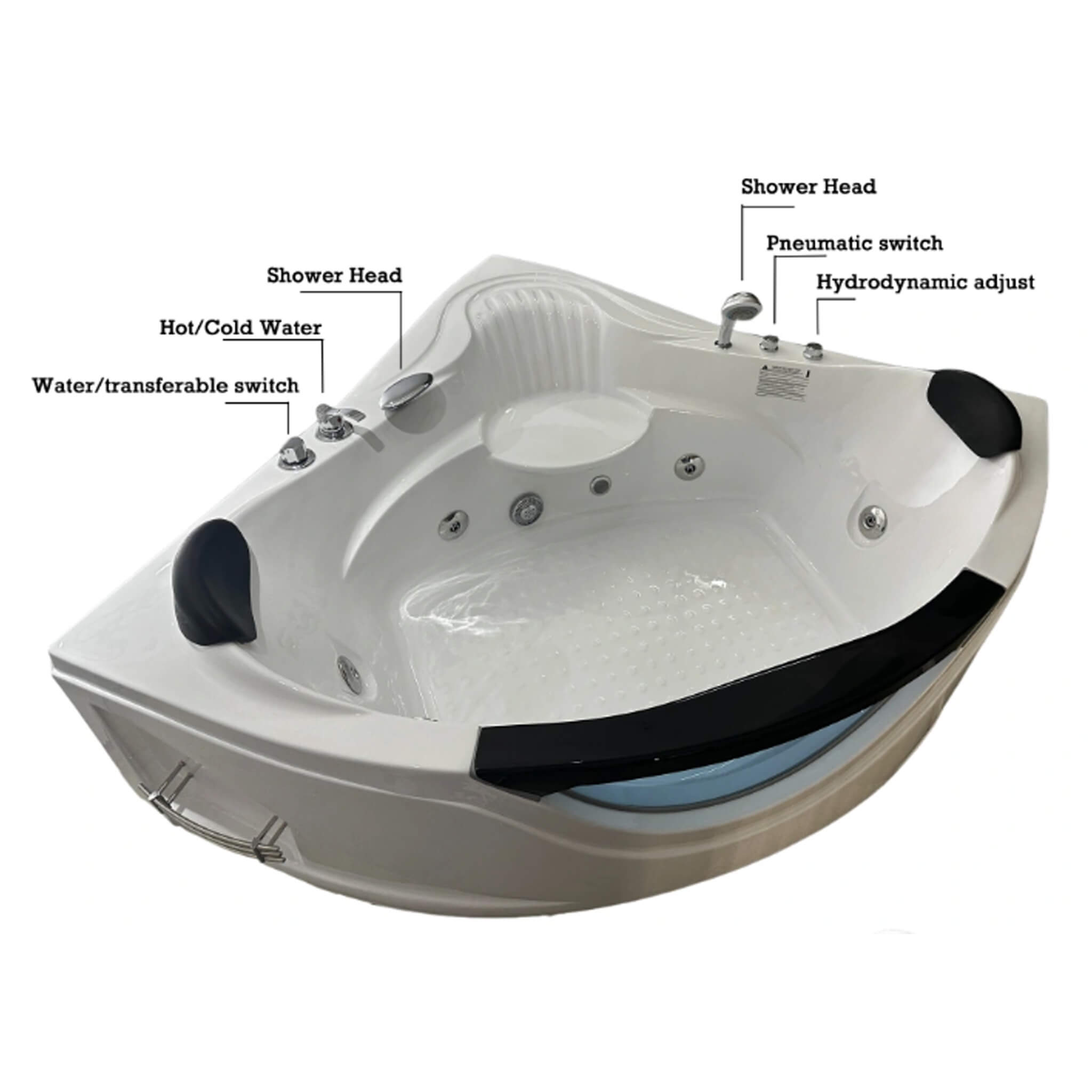 Nuvia Celestia 59-Inch 2-Person Luxury Corner Whirlpool Jetted Bathtub (SAK97310) – SAKSBY WHOLESALE, view 6