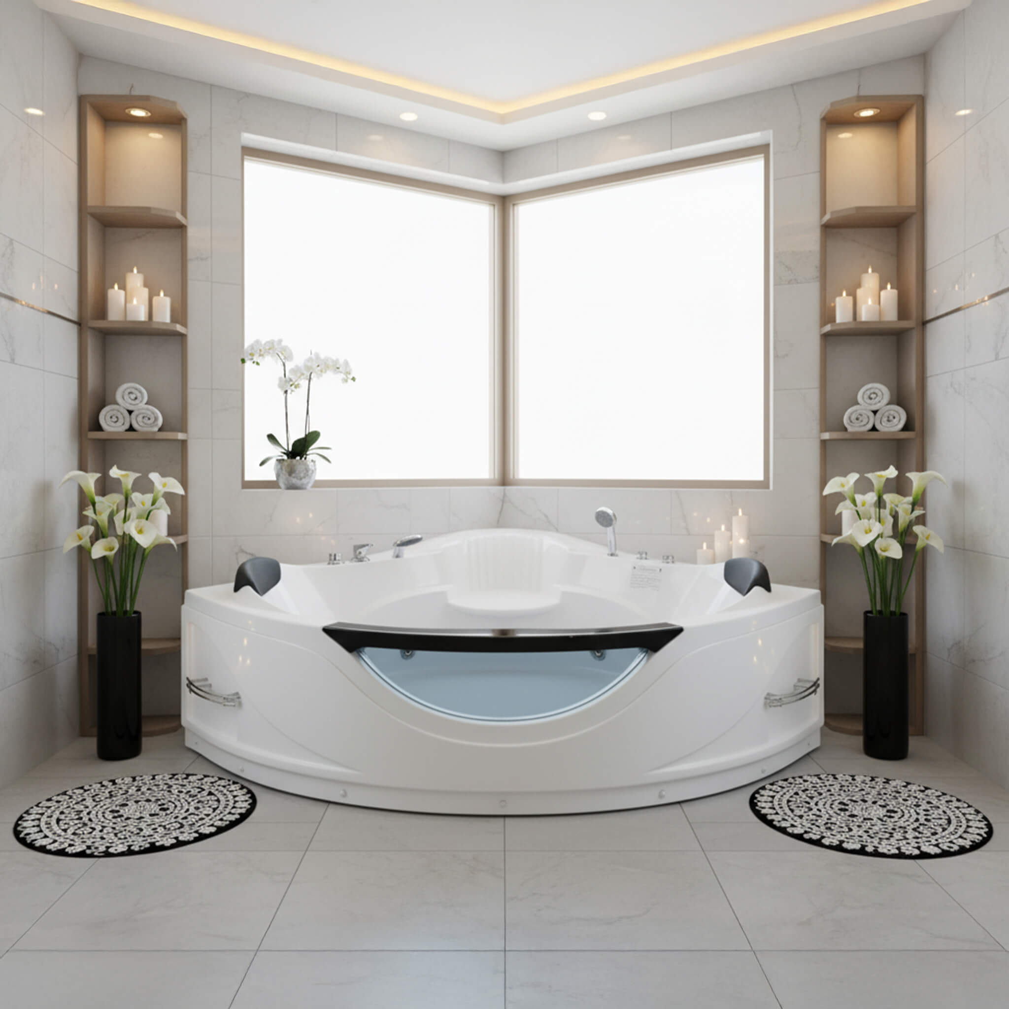 Nuvia Celestia 59-Inch 2-Person Luxury Corner Whirlpool Jetted Bathtub (SAK97310) – SAKSBY WHOLESALE
