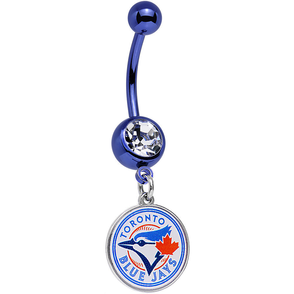 BodyCandy Licensed MLB Clear Gem Blue Anodized Toronto Blue Jays Belly Ring — main product shot