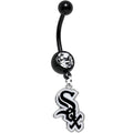 BodyCandy Licensed MLB Clear Gem Black Anodized Chicago White Sox Belly Ring — main product shot