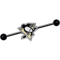 BodyCandy Licensed NHL Black Pittsburgh Penguins Industrial Barbell 38mm — main product shot