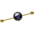BodyCandy Licensed NHL Gold Anodized Buffalo Sabres Industrial Barbell 38mm — main product shot