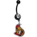 BodyCandy Licensed NHL Clear Gem Black Anodized Ottawa Senators Belly Ring — main product shot