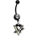 BodyCandy Licensed NHL Clear Gem Black Anodized Pittsburgh Penguins Belly Ring — main product shot