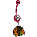 BodyCandy Licensed NHL Clear Gem Red Anodized Chicago Blackhawks Belly Ring — main product shot