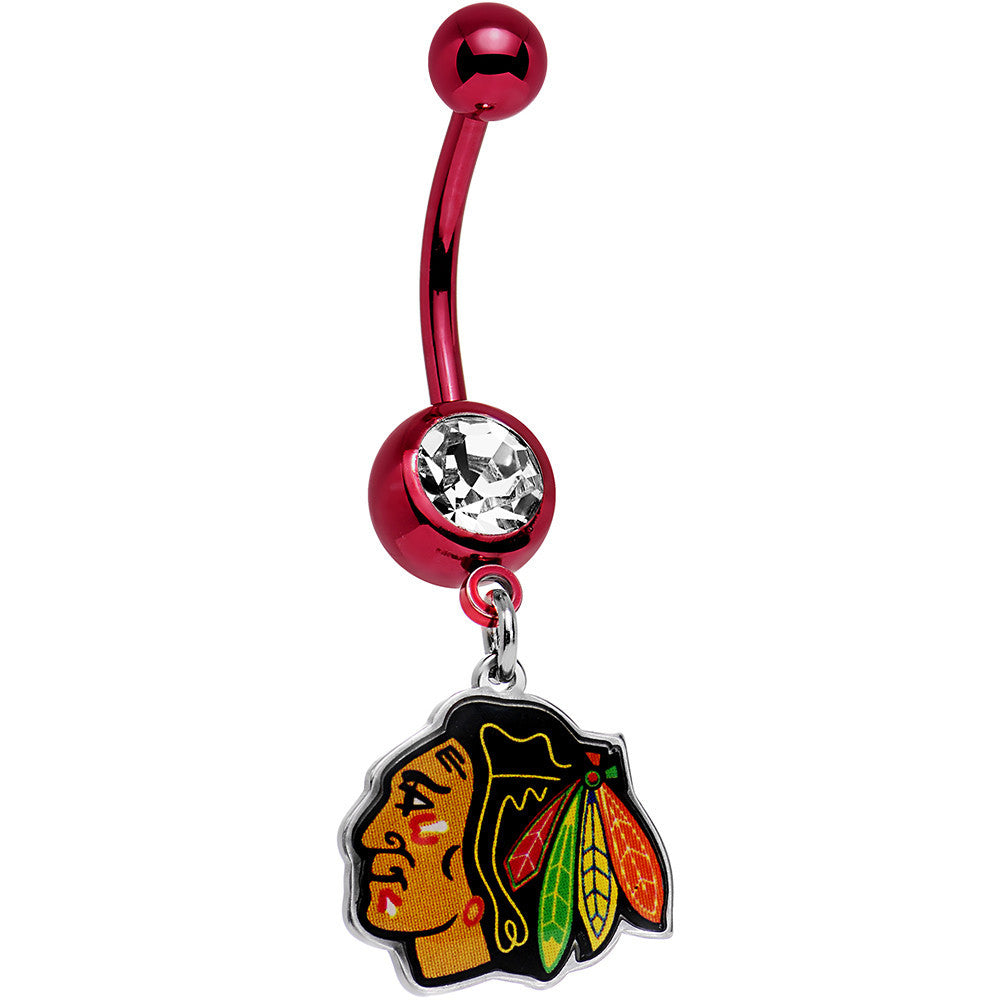 BodyCandy Licensed NHL Clear Gem Red Anodized Chicago Blackhawks Belly Ring — main product shot