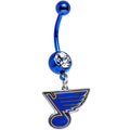 BodyCandy Licensed NHL Clear Gem Blue Anodized St Louis Blues Dangle Belly Ring — main product shot