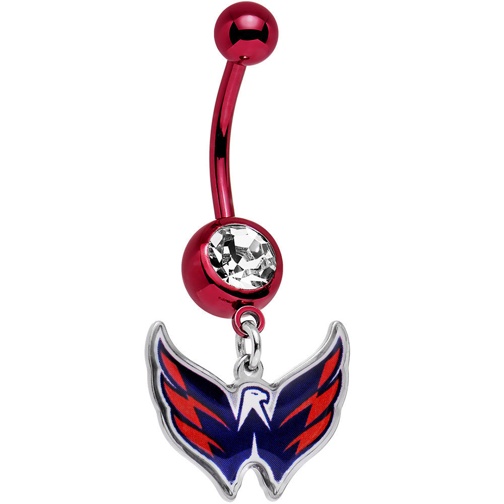 BodyCandy Licensed NHL Clear Gem Red Anodized Washington Capitals Belly Ring — main product shot