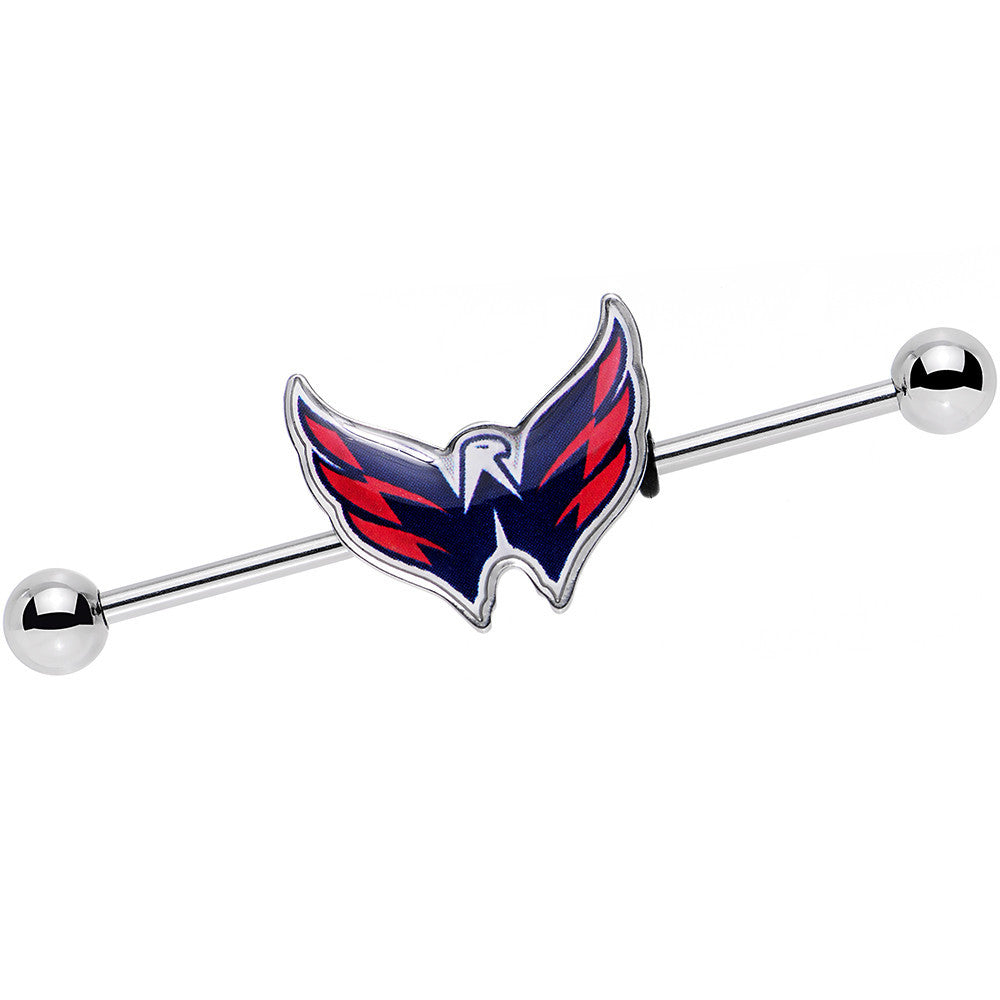 BodyCandy Licensed NHL Steel Washington Capitals Industrial Barbell 38mm — main product shot