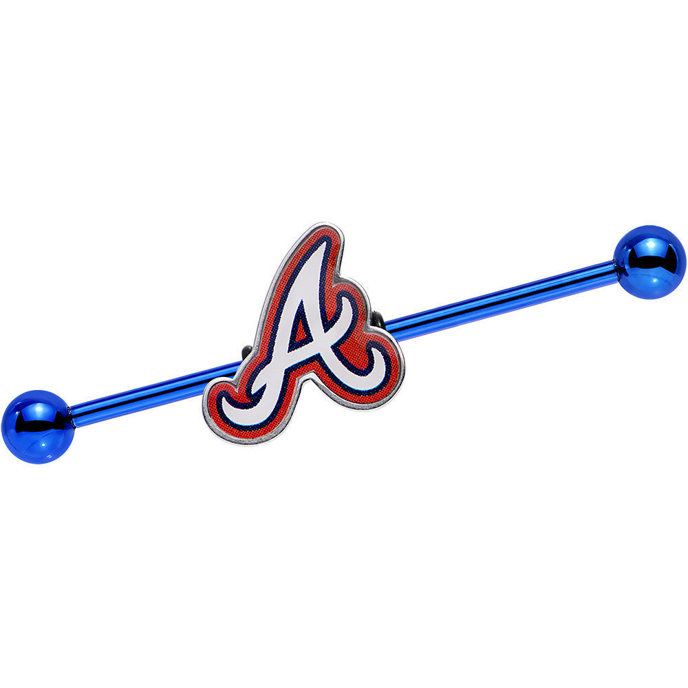 BodyCandy Licensed MLB Blue Anodized Atlanta Braves Industrial Barbell 38mm — main product shot
