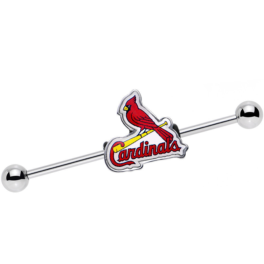 BodyCandy 14G Licensed MLB Steel St Louis Cardinals Industrial Barbell 38mm — main product shot
