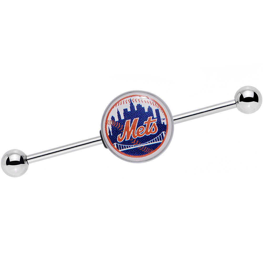 BodyCandy 14G Officially Licensed MLB New York Mets Industrial Barbell 38mm — main product shot