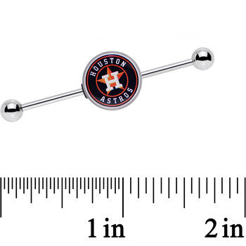 BodyCandy 14G Licensed MLB Houston Astros Industrial Barbell 38mm — detail close-up