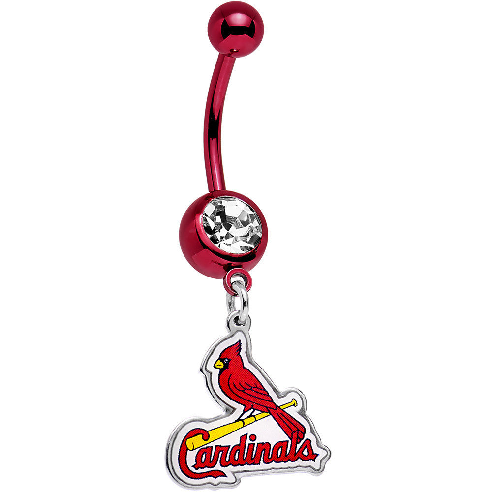 BodyCandy Licensed MLB Clear Gem Red Anodized St Louis Cardinals Belly Ring — main product shot