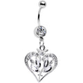 BodyCandy Clear Gem Framework Heart and Flower Dangle Belly Ring — main product shot