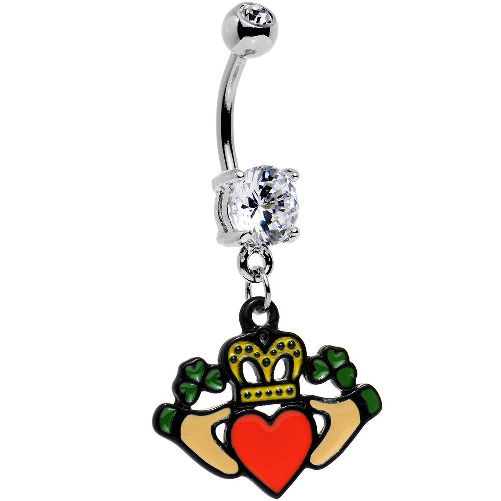 BodyCandy Clear Gem Irish Claddagh Belly Ring Created with Crystals — main product shot