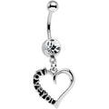 BodyCandy Clear Gem Lovely Language I Love You Hollow Heart Dangle Belly Ring — main product shot
