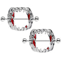 BodyCandy 14G 1 1/8 Steel Dripping Red Vampire Fangs Barbell Nipple Shield Set — main product shot