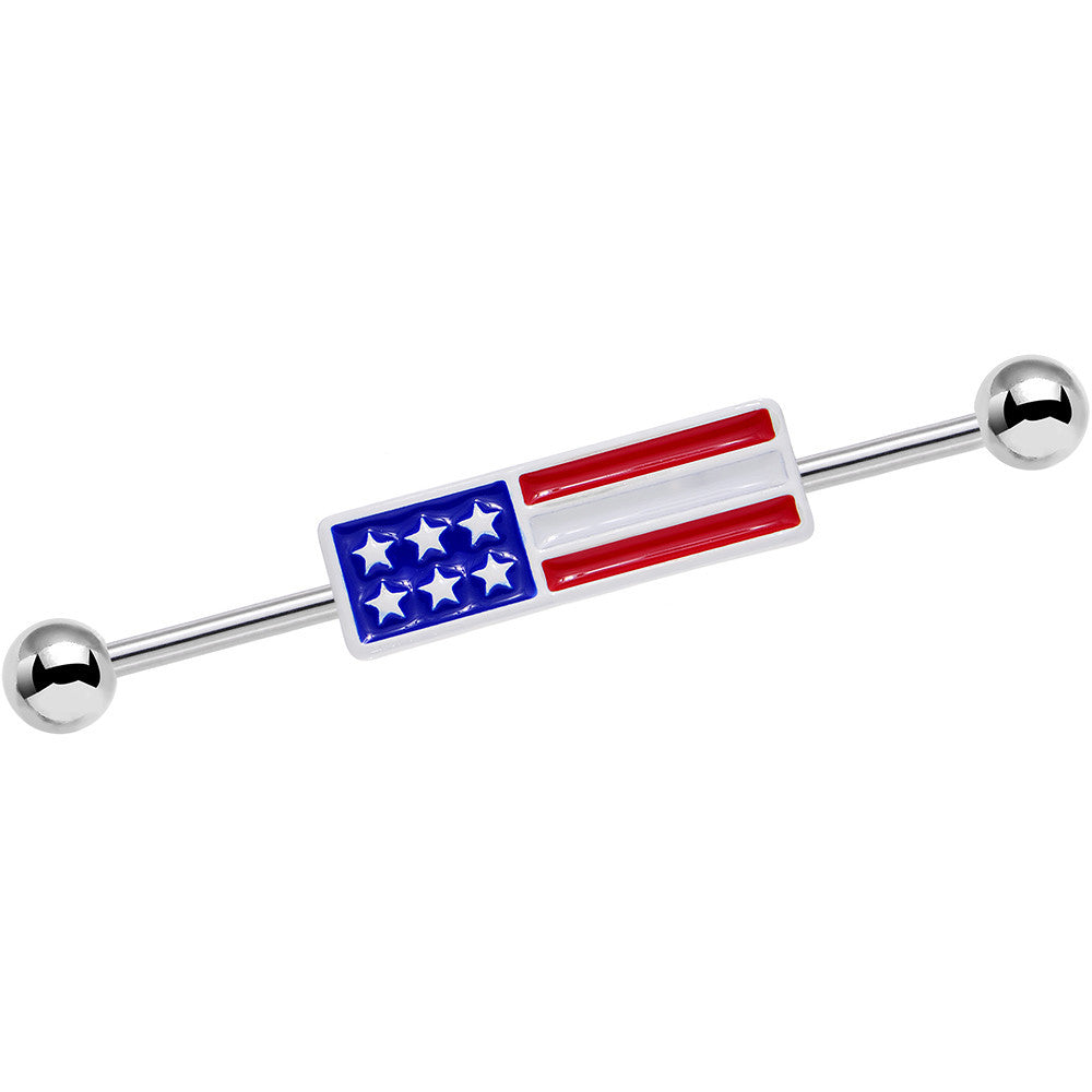 BodyCandy 14G USA All Day American Flag Industrial Barbell 38mm — main product shot